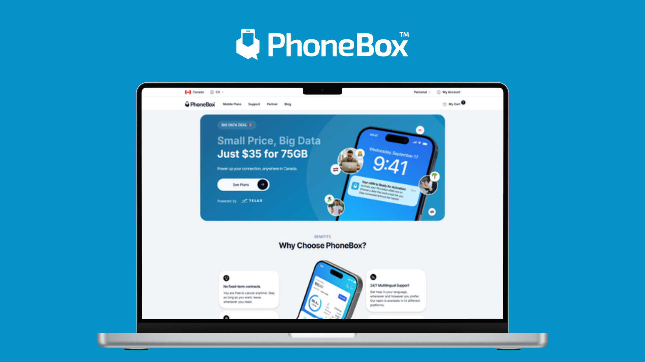 PhoneBox new website on Desktop