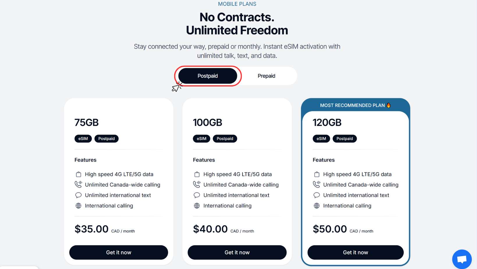 Postpaid PhoneBox plans
