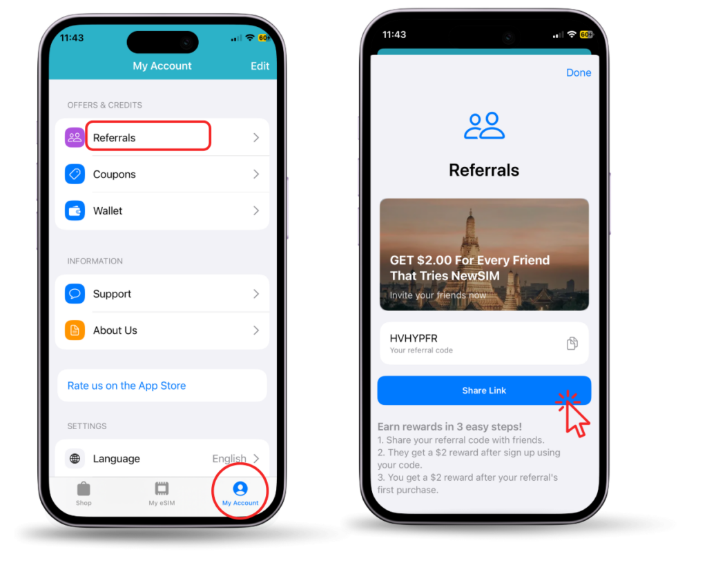 NewSIM friend referral 