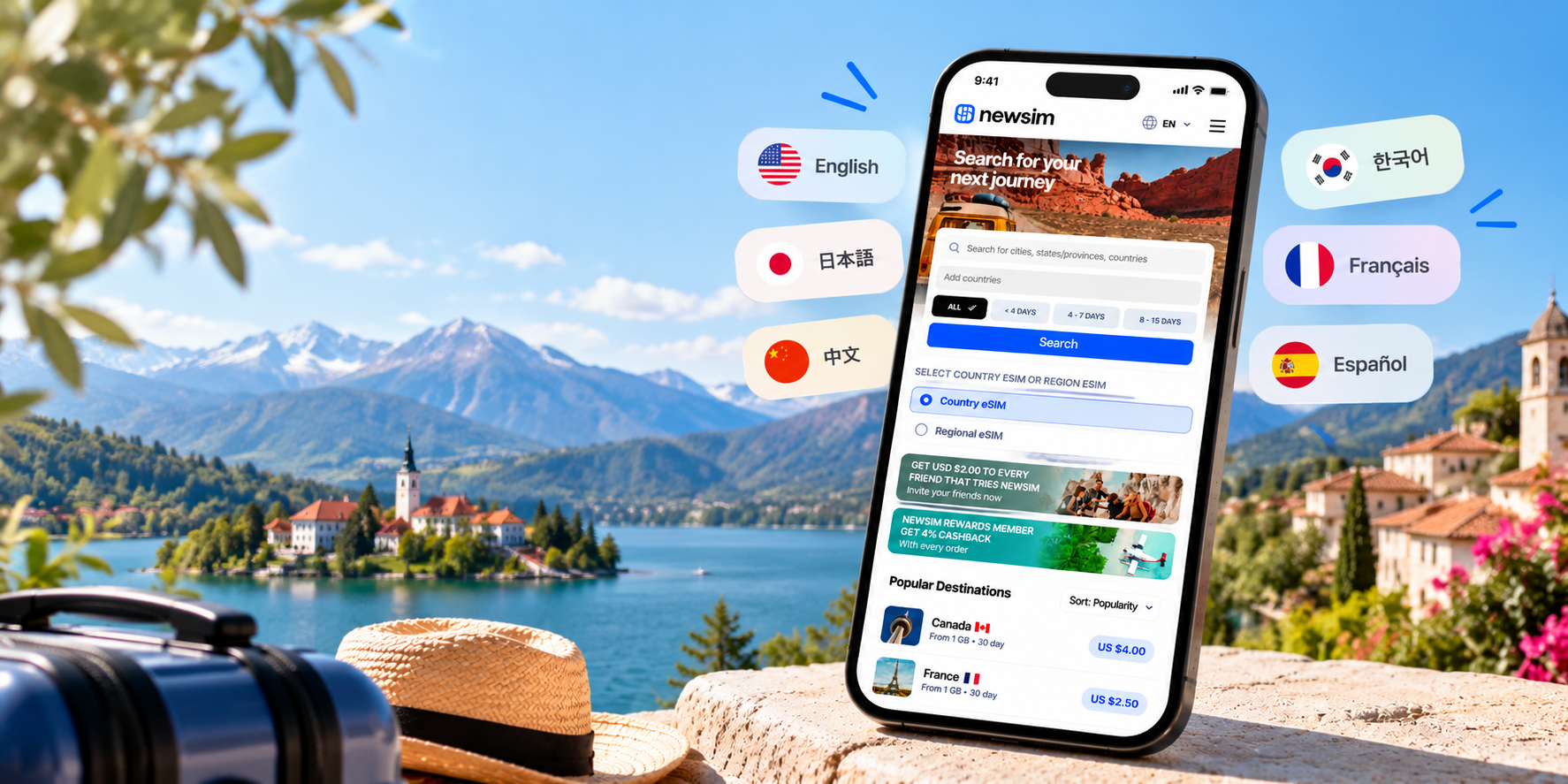 NewSIM APP with different languages and with beautiful background