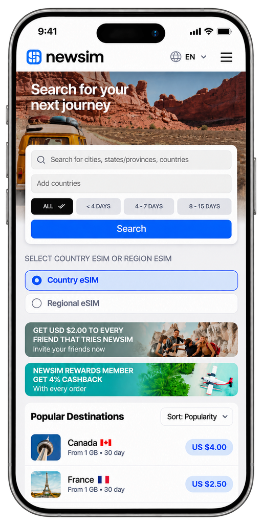 NewSIM main page App
